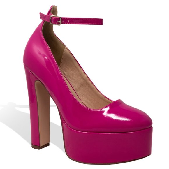 Women’s Chunky Block Heel Platform Heels with Ankle Strap - Picture 2 of 4